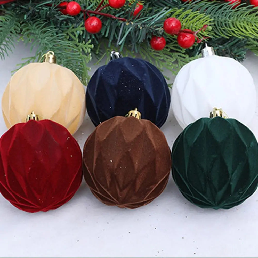 Bola Natal Veludo Bola Natal Pingente Glitter 4 Peças de Enfeites de Bola de Natal de Veludo