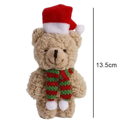 Urso De Pelúcia de Natal com Chapéu Vermelho Natal de Pelúcia Pingente de Urso Natalino
