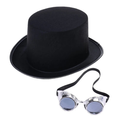 Chapéu steampunk fedora adulto, acessórios de fantasia punk gótico goth steampunk