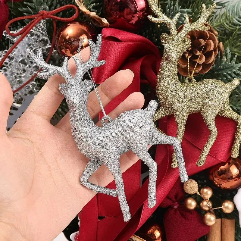 Rena Glitter Pendurar Árvore Natal 1/3/5/10 Peças Pingente Alce de Natal Decoração Rena