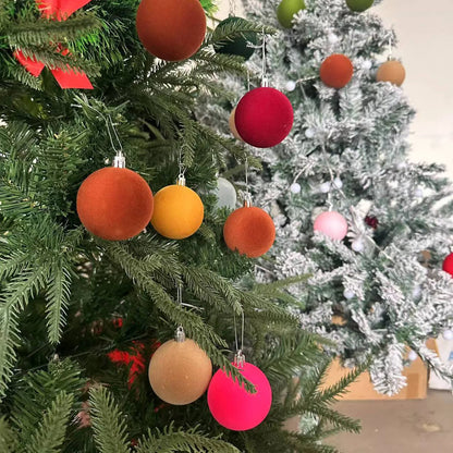 Enfeites de Natal de veludo | Bolas decorativas redondas de 12 peças | Decorações árvore