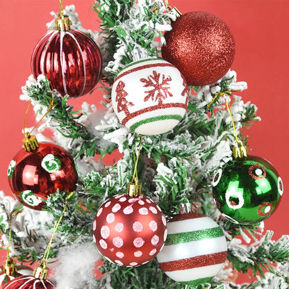30 peças de enfeites de bolas de Natal, bolas de Natal vermelhas verdes e brancas