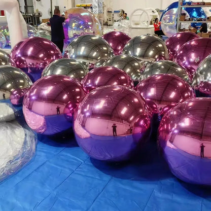 Bola de espelhos para shopping Bola de espelhos inflável, balão gigante espelhado prateado