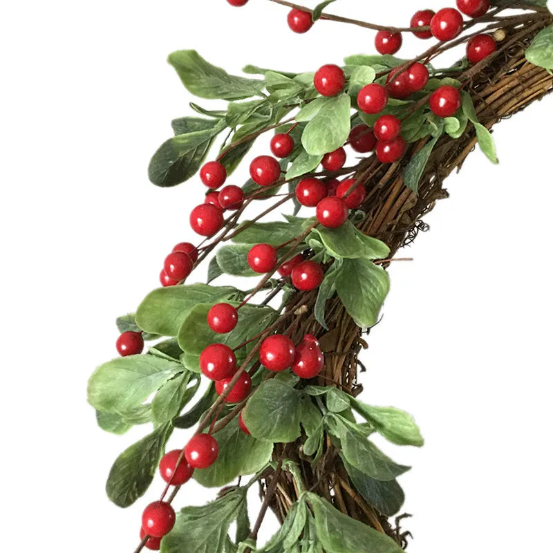 Guirlanda de flores de algodão seco, guirlanda de Natal, pingente de porta, decoração