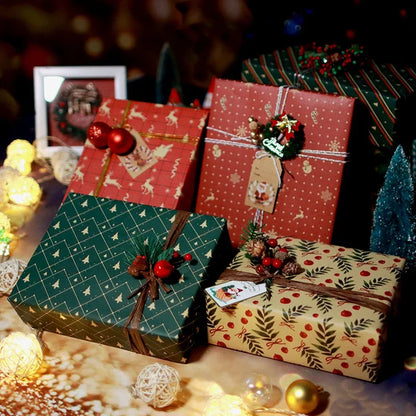 Papel kraft Embrulho Impressão Natal Folhas Papel de Embrulho de Caixa Presente e Natal