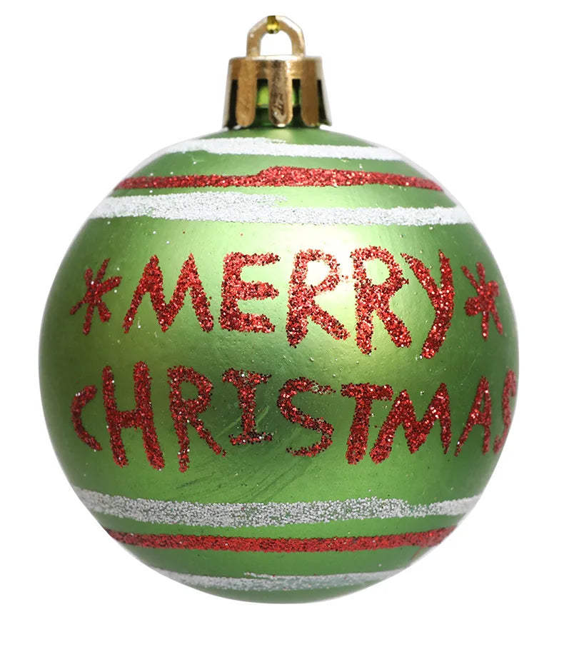 Bola de Natal Verde Branco Vermelho 6 Bolas de Natal Enfeite de 2,4 Polegadas Brilhantes