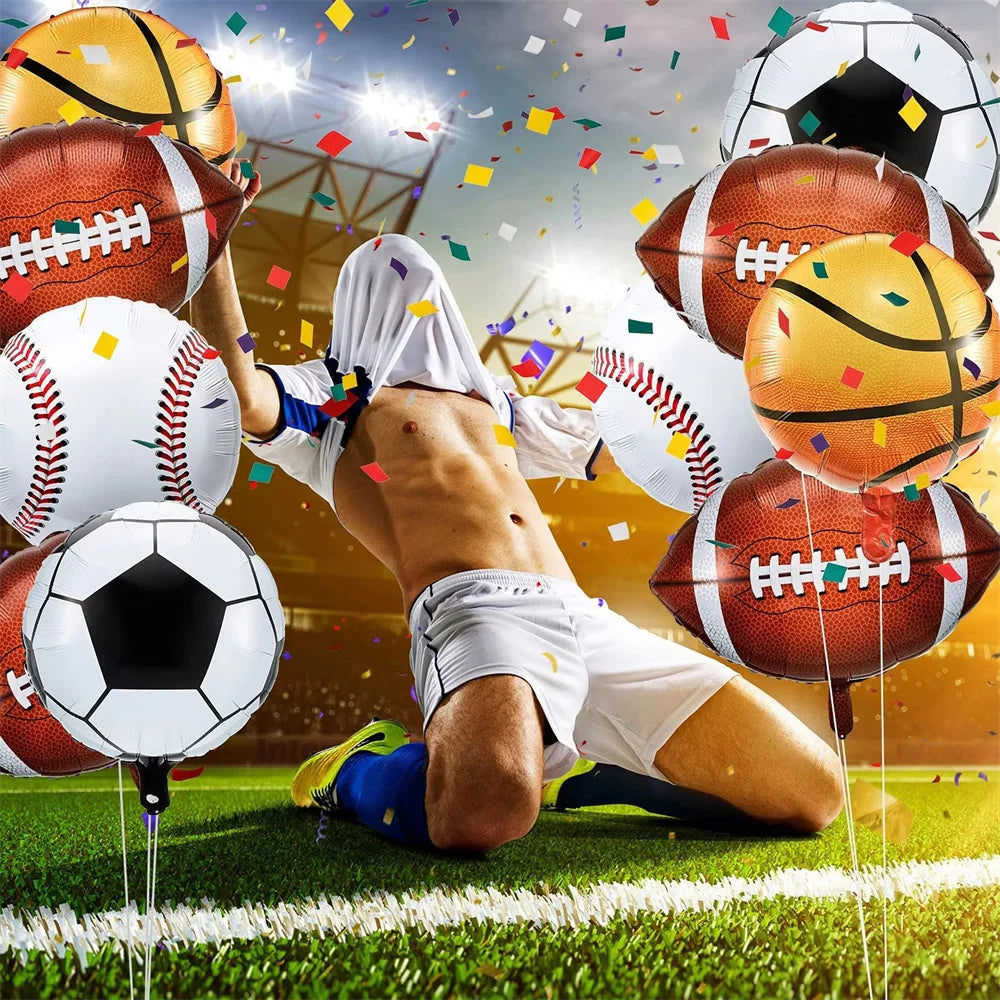 6 peças de balões de folha com tema esportivo, balões de beisebol de 18 polegadas balões