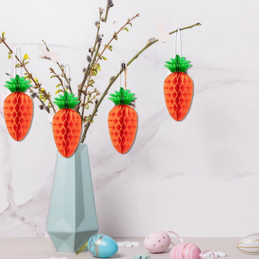 Cenoura de Páscoa conjunto de 4 bolas de favo de mel em formato de cenoura decoração