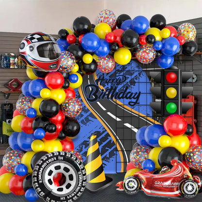 Balão Metal Hot Wheels Redondo Kit de arco de balão de carro de corrida festa Hot Wheels