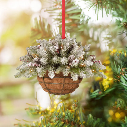 Cesta de enfeites de pendurar para árvore de Natal, decoração de pingente