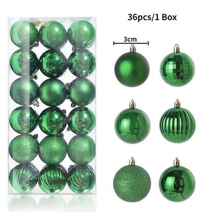 Bolas de natal Ornamentos de árvore de Natal de 3 mm de 36 quilates, grandes ornamentos