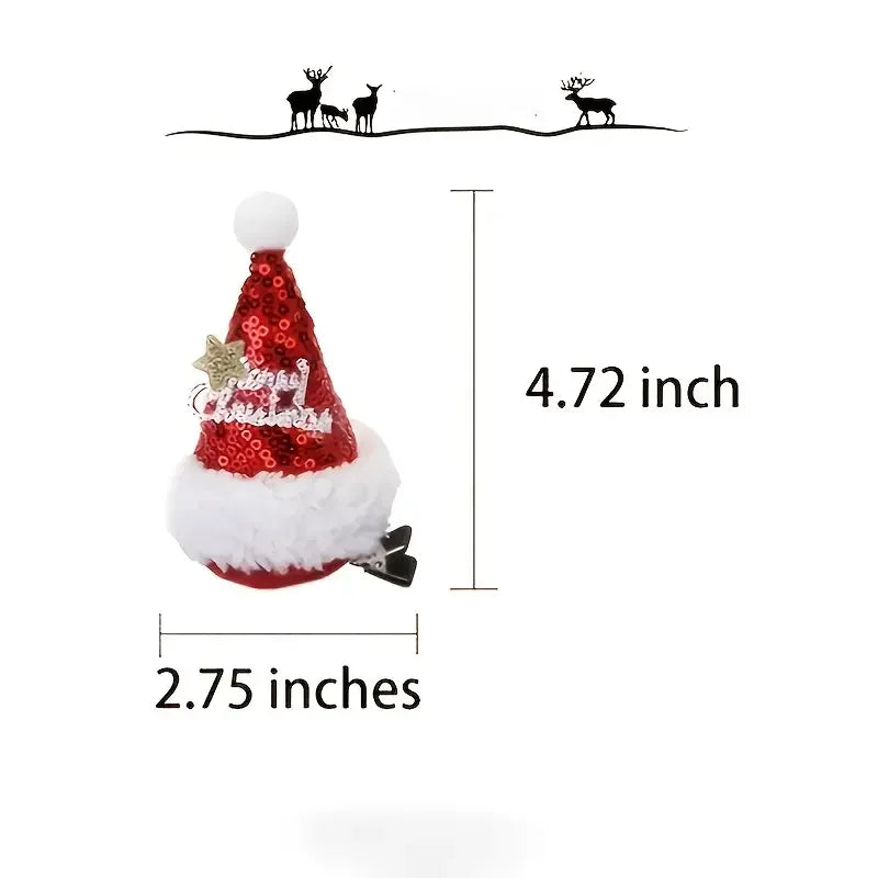 Grampo de cabelo mini chapéu de papai noel Presilhas de cabelo de chapéu Natal