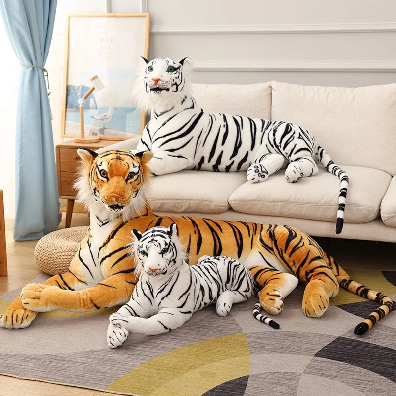 Gigante vida real tigre pelúcia gigante tigre branco para decoração, adorável tigre