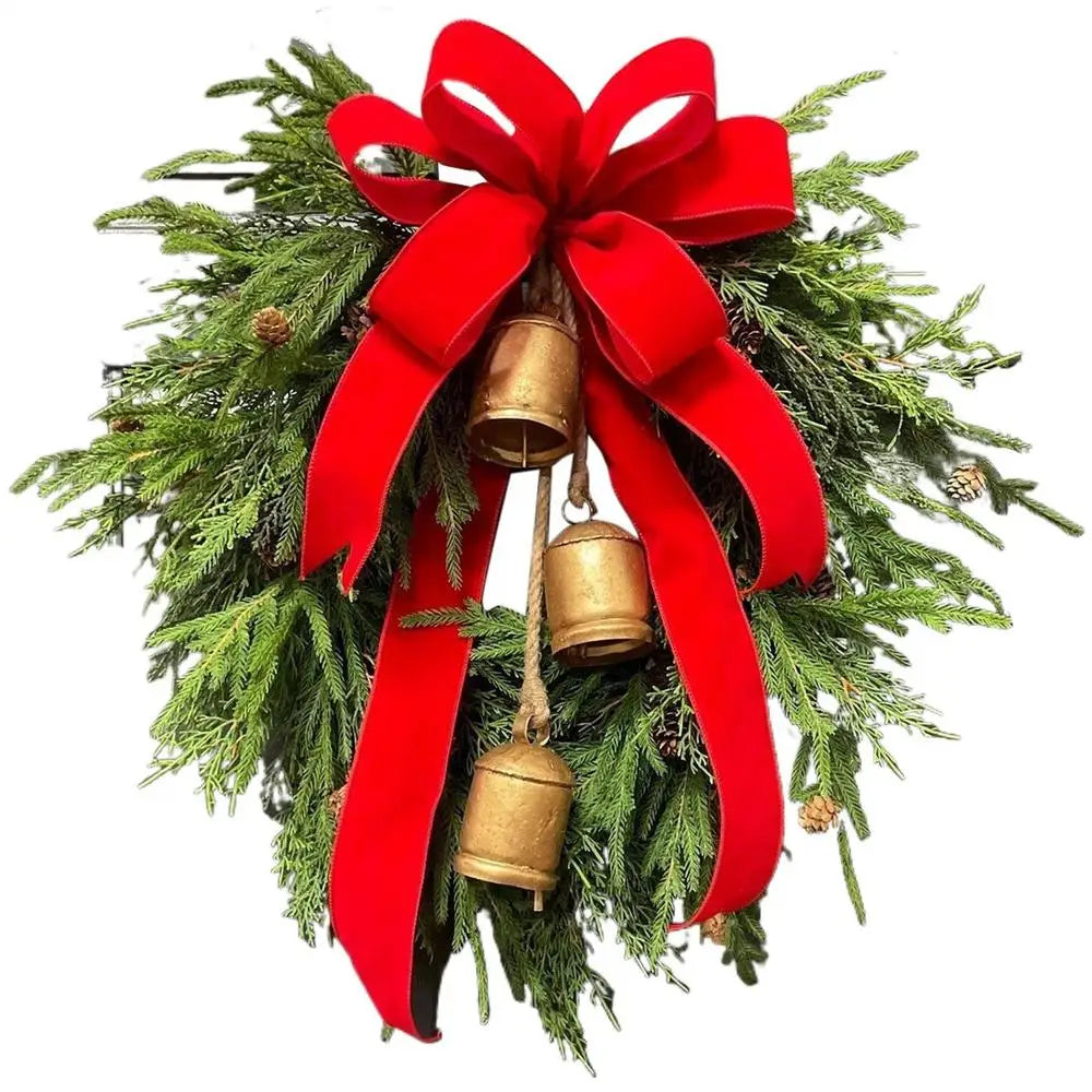 Guirlanda de Natal artificial verde de 19 polegadas com sino