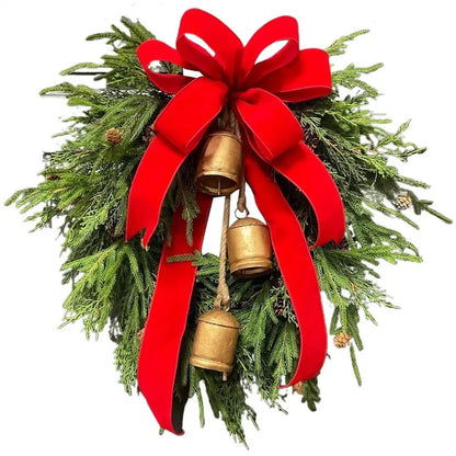 Guirlanda de Natal artificial verde de 19 polegadas com sino