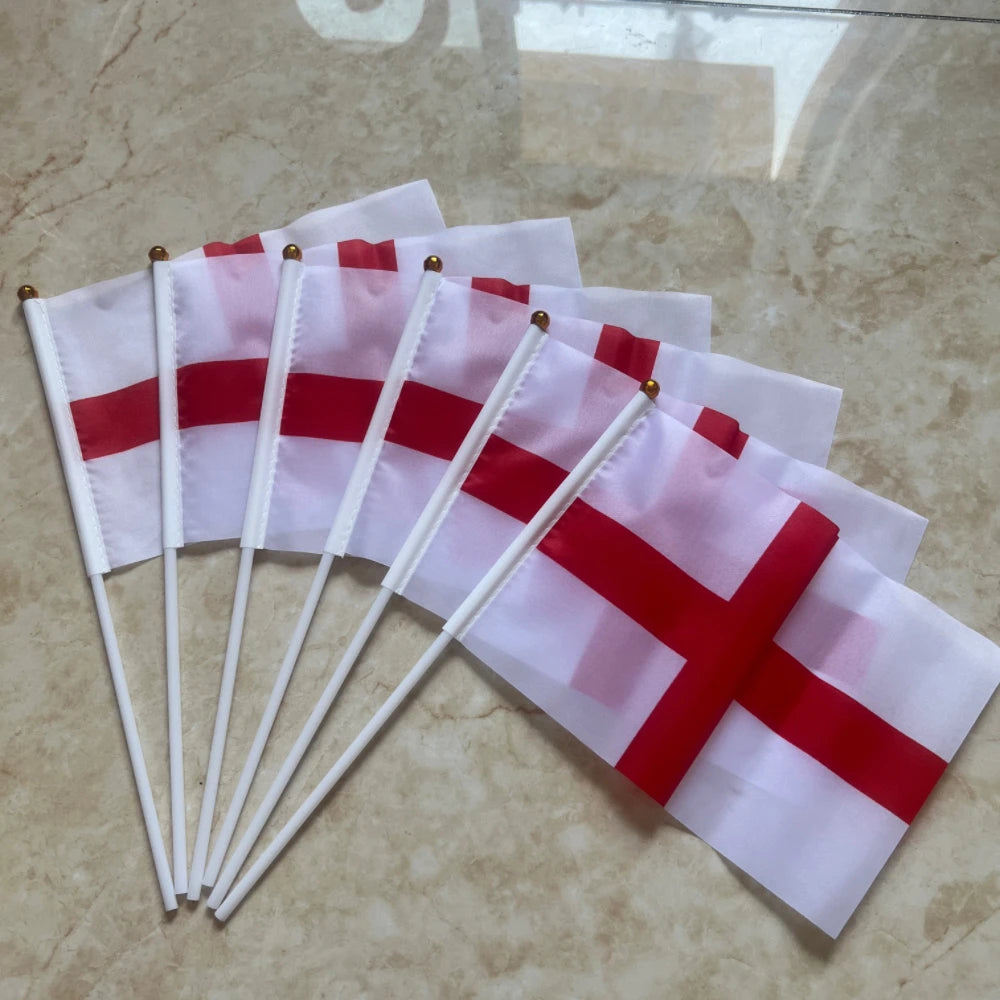 Mini bandeiras da Inglaterra Bandeira de mão 14x21cm, 50 peças de bandeiras inglesas