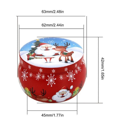 kit com 4 Potes Redondos de Metal em Formato de Tambor com Estampas Temáticas de Natal