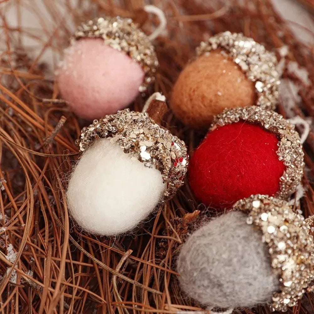 Enfeites de bolinha de feltro pendurado no outono, 1 peças, guirlanda de bolota feltro Natal