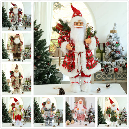 Boneco Papai Noel Figura de Papai Noel Bonita em Pé, Colecionável, Boneca de Papai Noel para Mesa de Escritório, Lantejoulas Prateadas