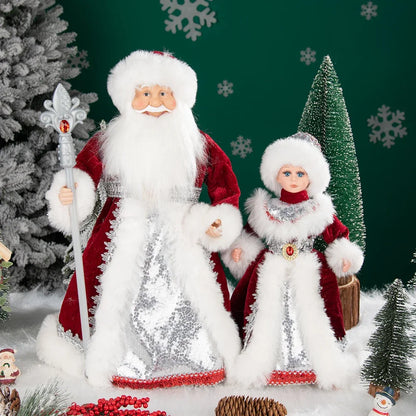 Papai Noel Grande Muñeco Cajado Azul Claro Figura do Papai Noel Ded Moroz Natalino