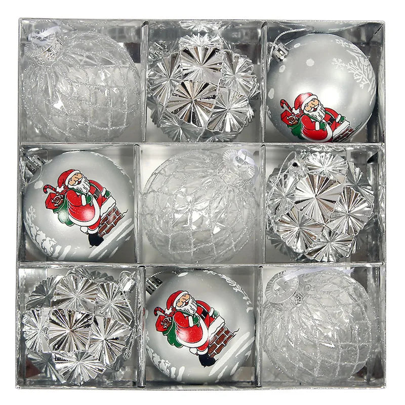 Bola de Natal 9 Peças Enfeites de Natal 3" Enfeites de Bola Natal Inquebrável Transparente