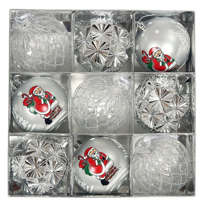 Bola de Natal 9 Peças Enfeites de Natal 3" Enfeites de Bola Natal Inquebrável Transparente