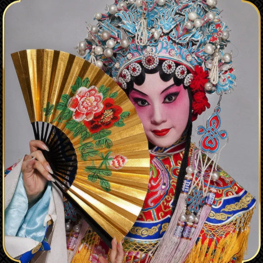 Leque Grande De Bambu Oriental 30cm Aberto e Leque Grande De Bambu