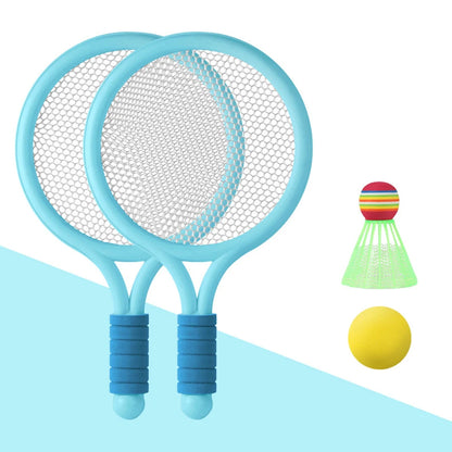 Conjunto de tênis de badminton todas idades com bola azul e verde