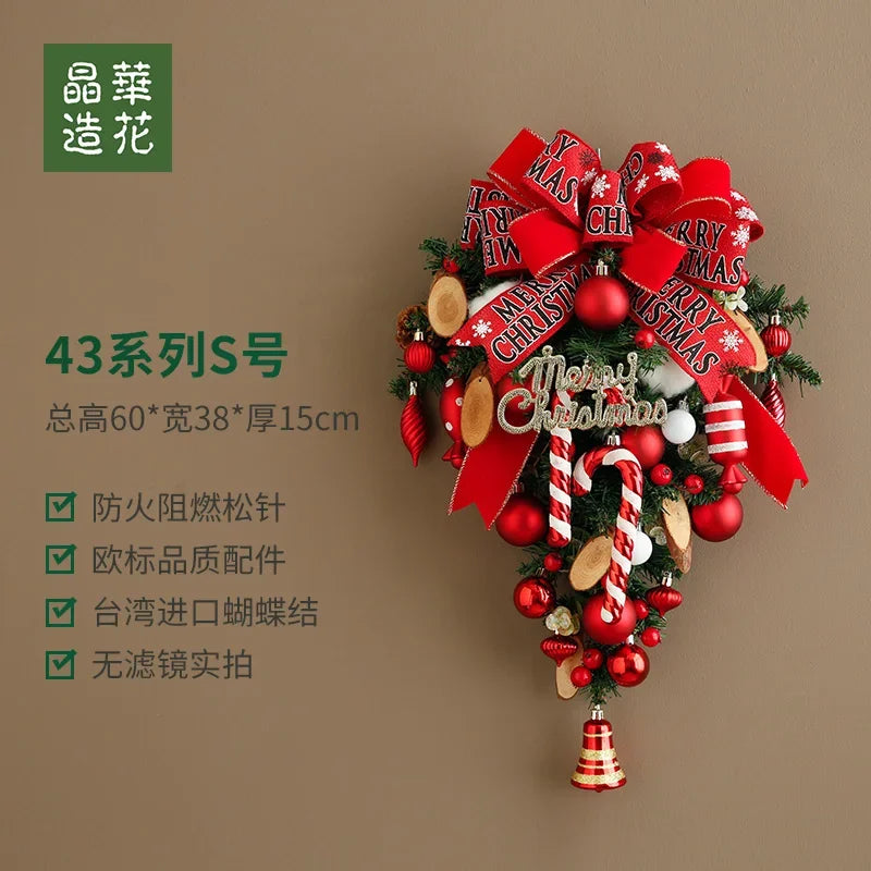 Guirlanda de Natal Nevada com Bolas Vermelhas, Pinhas e Azevinhos - Decoração Natalina