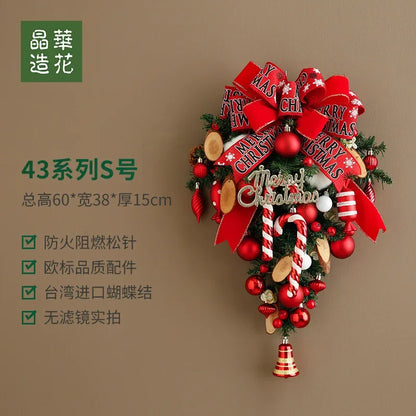 Guirlanda de Natal Nevada com Bolas Vermelhas, Pinhas e Azevinhos - Decoração Natalina