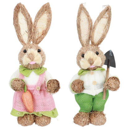 Casal De Coelhos De Páscoa Decoração Enfeite Coelhinhos - 35cm