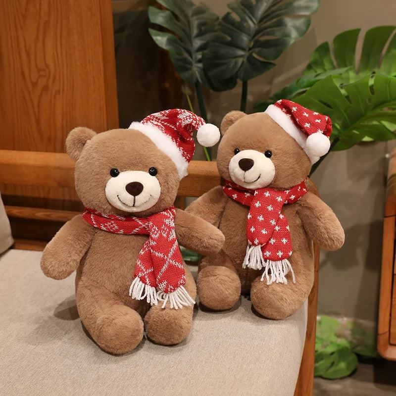 Urso de Pelúcia de Natal em Xadrez Tartan, Grande Urso Marrom