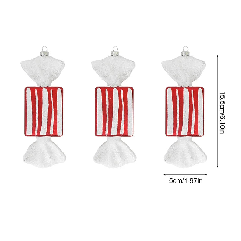 Pingente pirulito Natal pingente de bengala doce vermelha com pirulito de natal 3/6 pcs