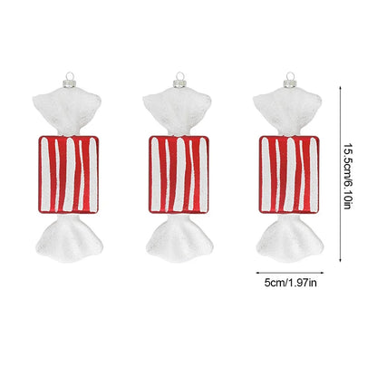 Pingente pirulito Natal pingente de bengala doce vermelha com pirulito de natal 3/6 pcs