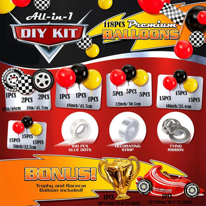 Balão Metalizado Hot Wheels Kit de 118 balões para montar facilmente – Arco e guirlanda