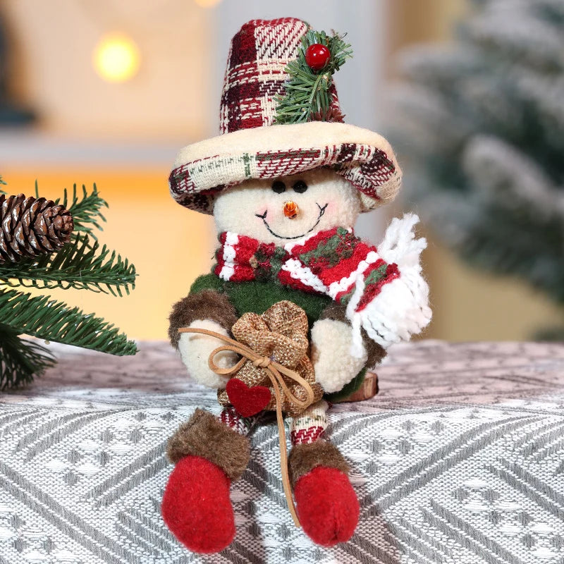 Boneco Conjunto de 1/2 Bonecos de Pelúcia Vintage do Papai Noel e do Boneco de Neve
