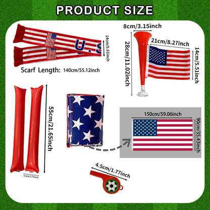 Torcedor Canada 5 Peças: Bandeira, bastão cabeça redonda, Bandeira, Cachecol, Trompete