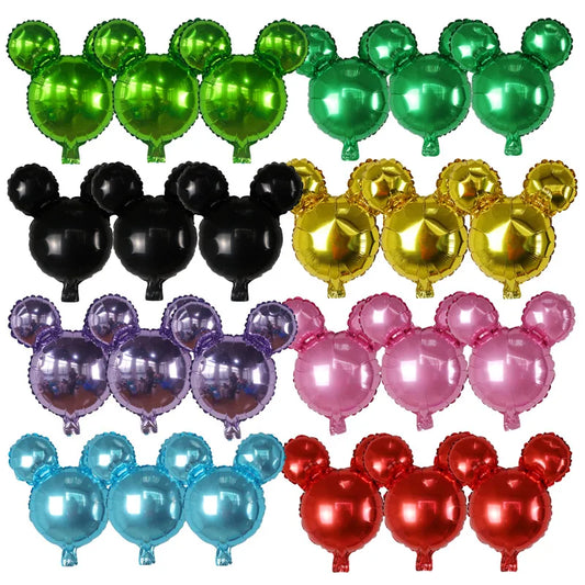 50 Peças de balões de alumínio para cabeça de mouse, balões coloridos de aniversário