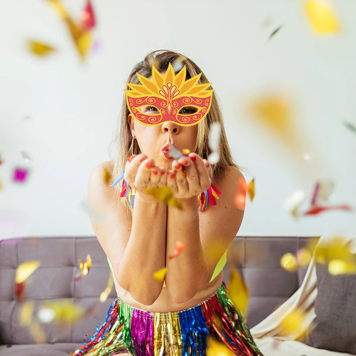 Máscaras de Carnaval com Óculos e Penas, Máscaras de Papel para Cosplay de Carnaval