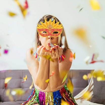 Máscaras de Carnaval com Óculos e Penas, Máscaras de Papel para Cosplay de Carnaval