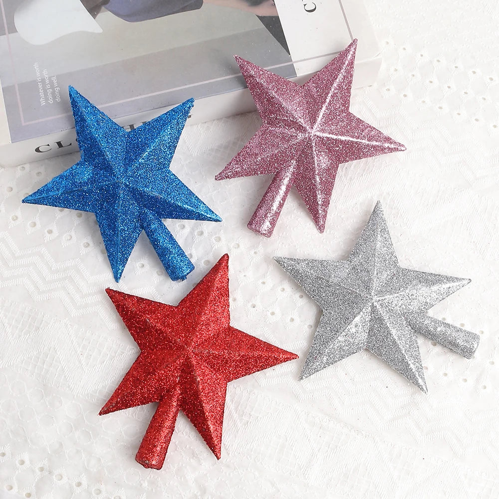 Estrela de Natal com Glitter Topo de árvore de estrela com glitter, 15cm, decoração Natal