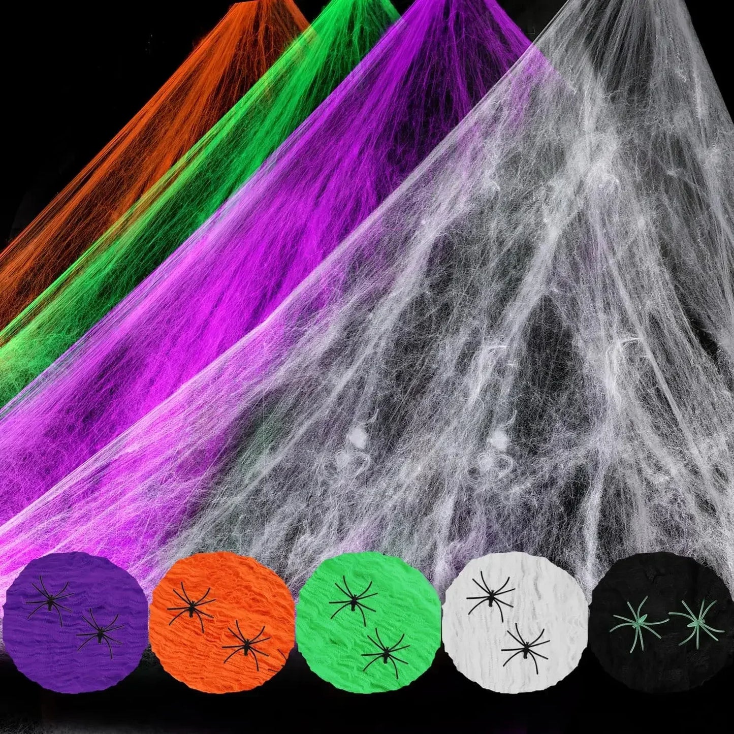 Teia de Aranha Esticável com 2 Aranhas Decorativas para Halloween