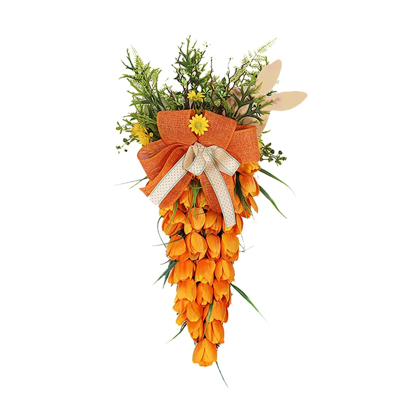Guirlanda de Coelho Cenoura Primavera flor grinalda tulipa cenoura páscoa ornamento