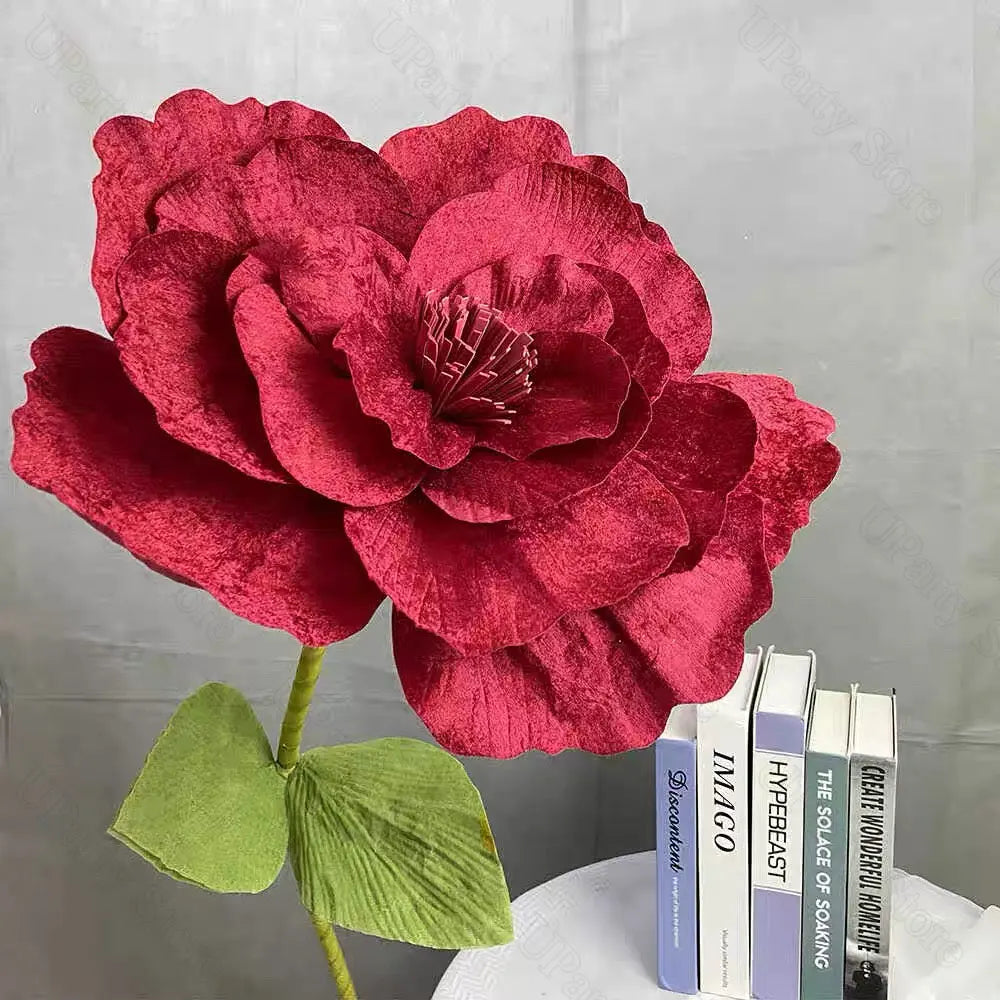 150 cm/60 pol. Rosa vermelha gigante, flores artificiais enormes, adereços flores grandes