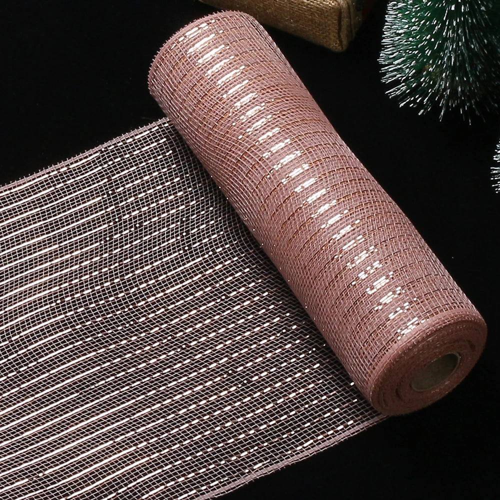 Fita de Malha de Natal Rolo de Tule com Glitter para Árvore e Guirlanda