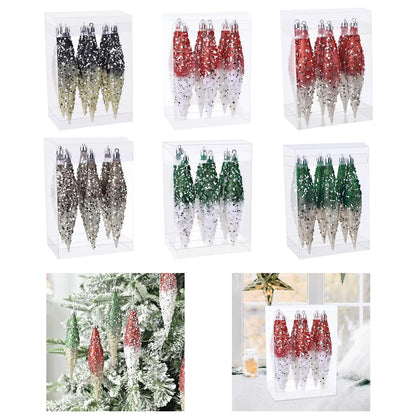 Gota de Natal de Plástico com Glitter para Pendurar, Gotas Natalinas com Glitter para Decoração de Ambientes