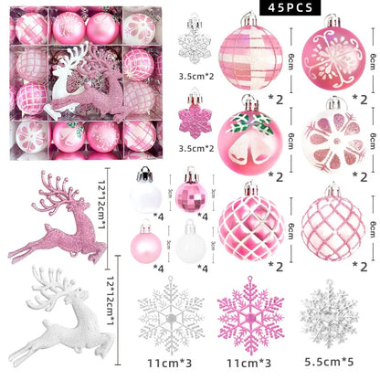 Bola de Natal Conjunto de 45 Peças de Enfeites de Bola de Natal Enfeites de Natal Variados