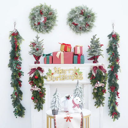 Guirlanda de Natal artificial corona decoração de guirlanda de Natal de plástico decorada