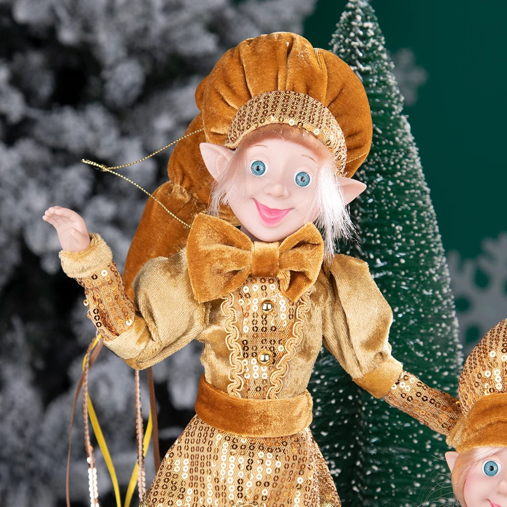 Elfo Decorativo para Shopping, Elfo Estatueta Pelúcia Artesanal Natal Vermelho, Verde, Rosa e Vinho