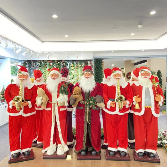 Papai Noel animado de Natal Shopping em tamanho real, decoração de Natal de Papai Noel